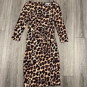 Jennifer Lopez Bodycon 3/4 sleeve Leopard Dress